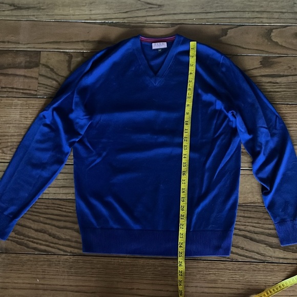 Thomas Pink Blue Men's V Neck Sweater Merino wool Size S - Picture 5 of 8